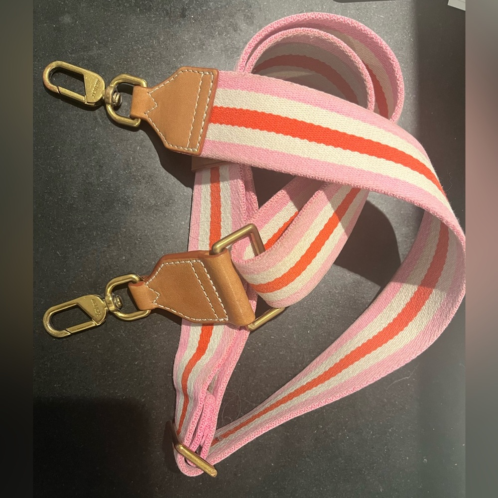 J.Crew Striped Guitar Bag Strap • leather trim •logo hardware •adjustable length